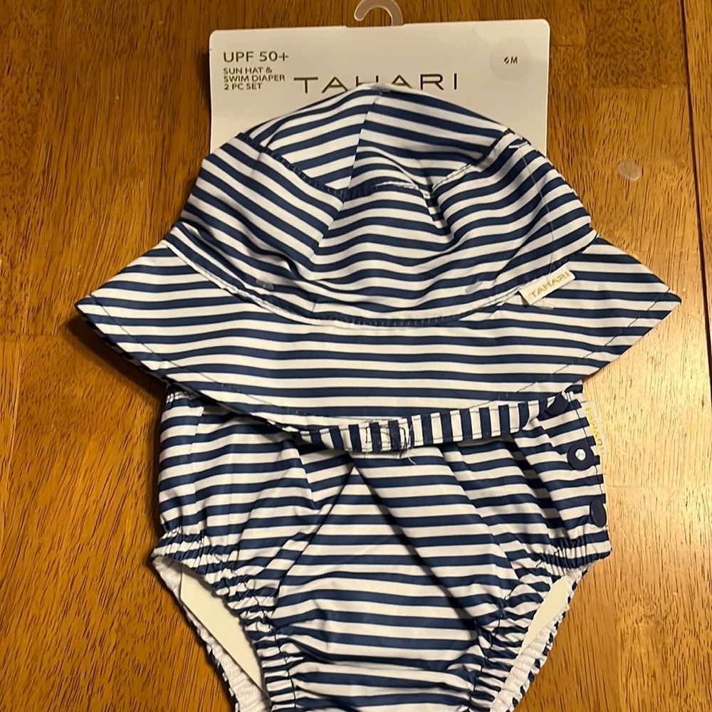Tahari Baby Sun Hat and Diaper Swim Set
